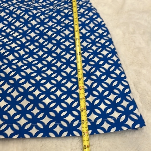 Boden skirt knee length blue geometric pattern zip close with pockets size 8p - Picture 9 of 9